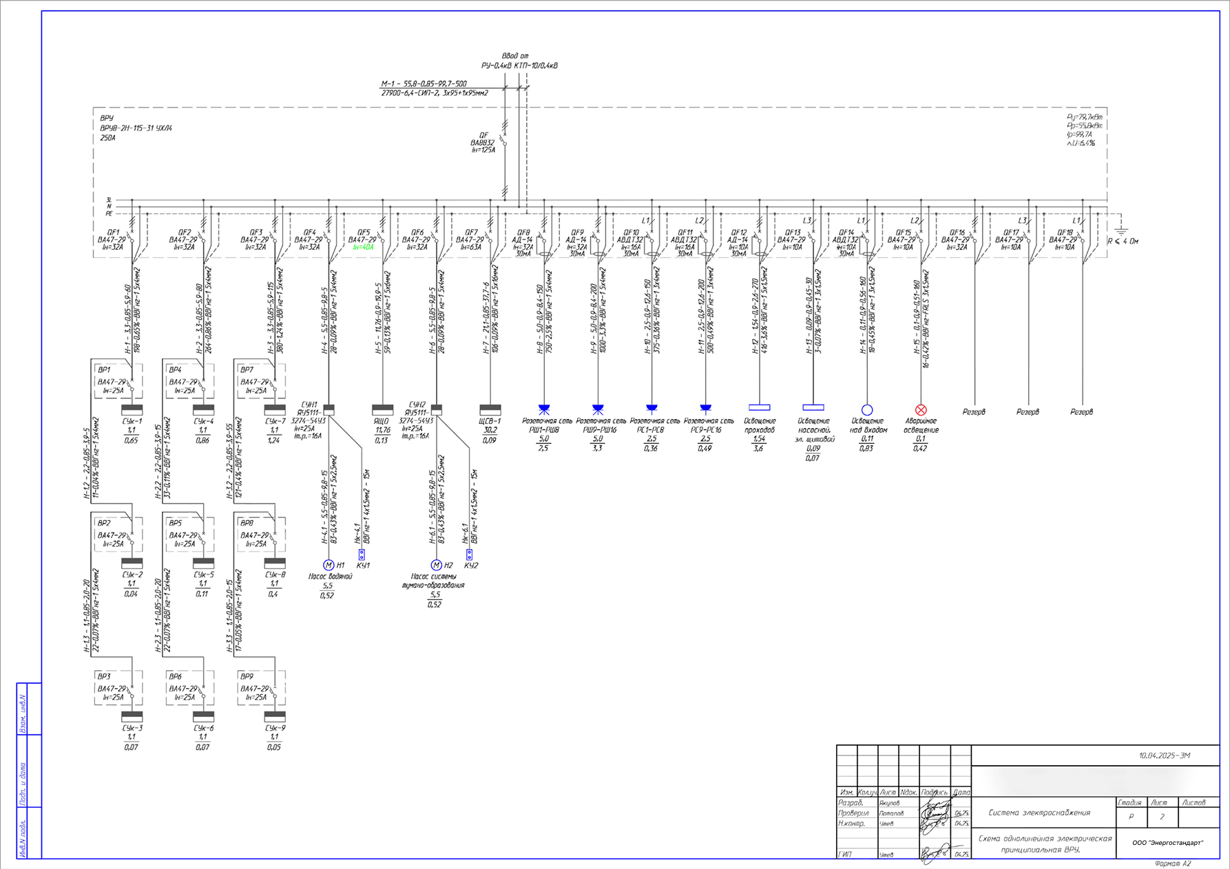 пример проектирования электроснабжения